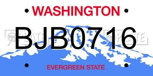 BJB0716 Washington License Plate