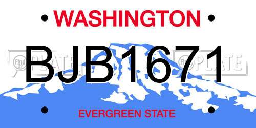 BJB1671 Washington License Plate