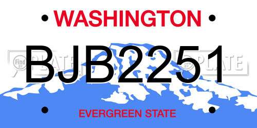 BJB2251 Washington License Plate