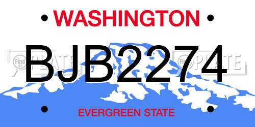 BJB2274 Washington License Plate