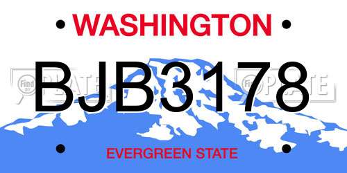 BJB3178 Washington License Plate