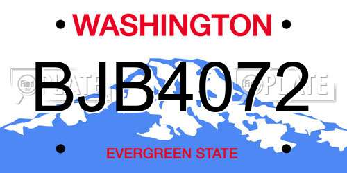 BJB4072 Washington License Plate