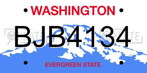 BJB4134 Washington License Plate