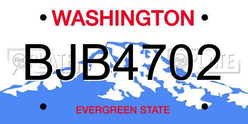 BJB4702 Washington License Plate