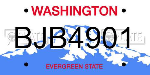BJB4901 Washington License Plate