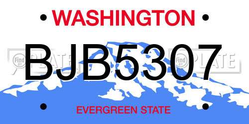 BJB5307 Washington License Plate