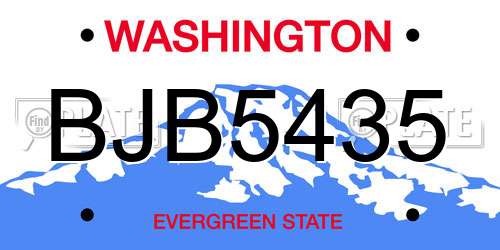 BJB5435 Washington License Plate