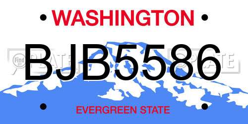 BJB5586 Washington License Plate