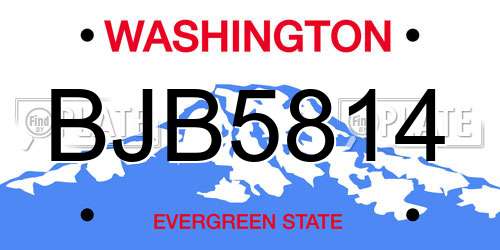BJB5814 Washington License Plate