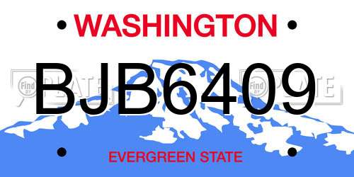 BJB6409 Washington License Plate