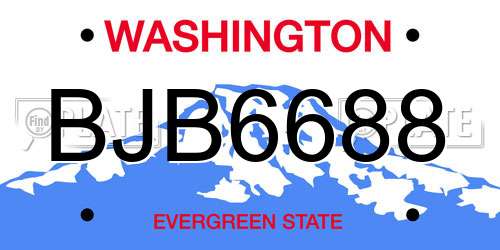 BJB6688 Washington License Plate