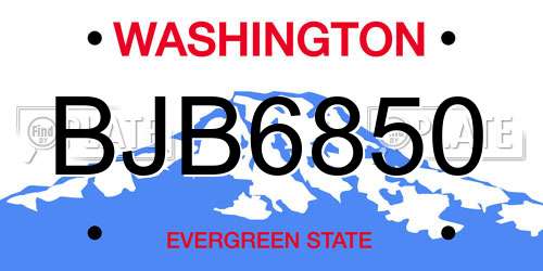 BJB6850 Washington License Plate