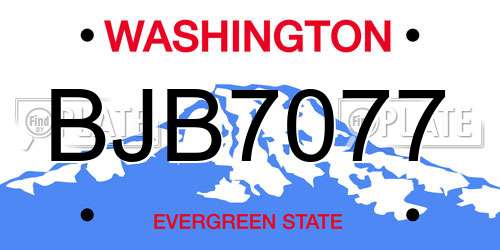 BJB7077 Washington License Plate