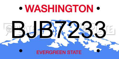 BJB7233 Washington License Plate