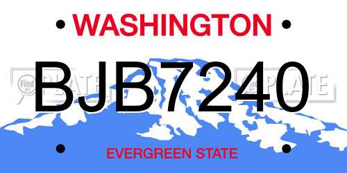 BJB7240 Washington License Plate