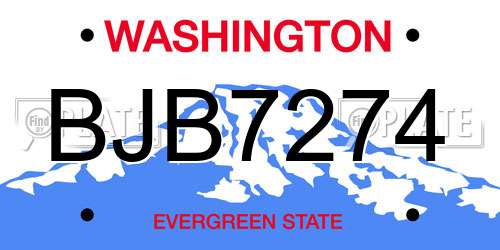 BJB7274 Washington License Plate