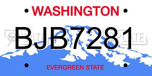 BJB7281 Washington License Plate