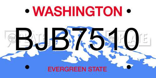 BJB7510 Washington License Plate