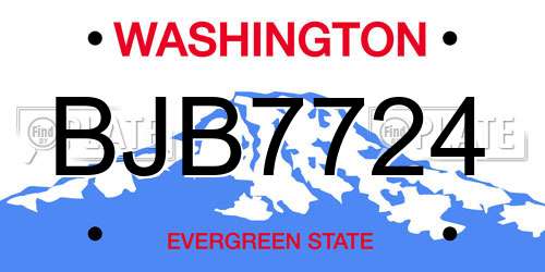 BJB7724 Washington License Plate