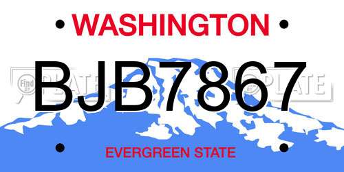 BJB7867 Washington License Plate