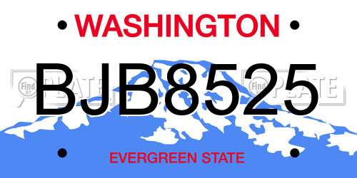 BJB8525 Washington License Plate