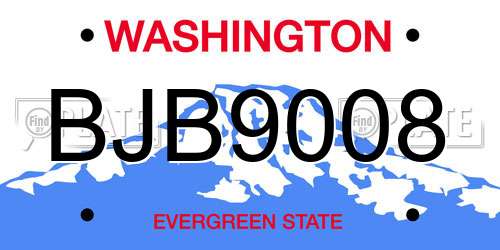 BJB9008 Washington License Plate