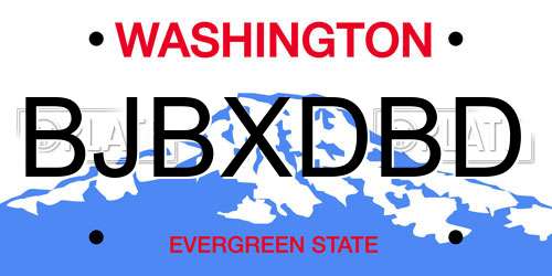 BJBXDBD Washington License Plate