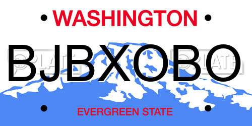 BJBXOBO Washington License Plate