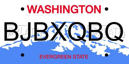 BJBXQBQ Washington License Plate