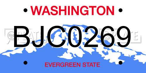 BJC0269 Washington License Plate