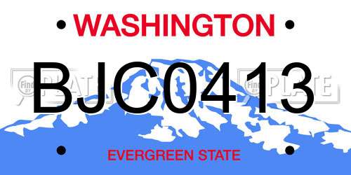 BJC0413 Washington License Plate