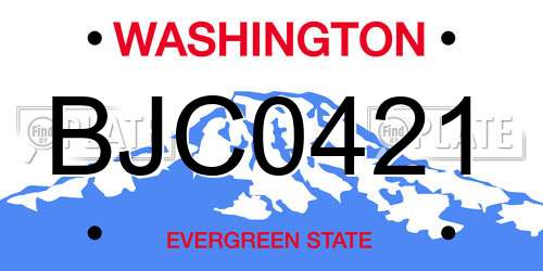 BJC0421 Washington License Plate