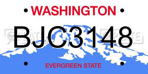 BJC3148 Washington License Plate