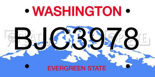BJC3978 Washington License Plate