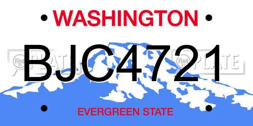 BJC4721 Washington License Plate