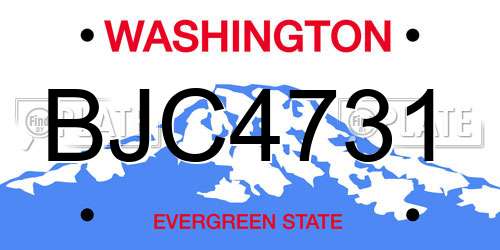 BJC4731 Washington License Plate