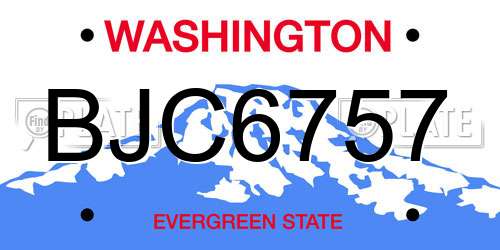BJC6757 Washington License Plate