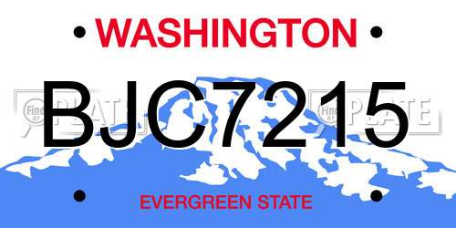 BJC7215 Washington License Plate