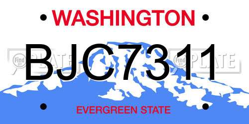 BJC7311 Washington License Plate