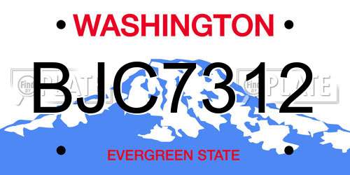 BJC7312 Washington License Plate