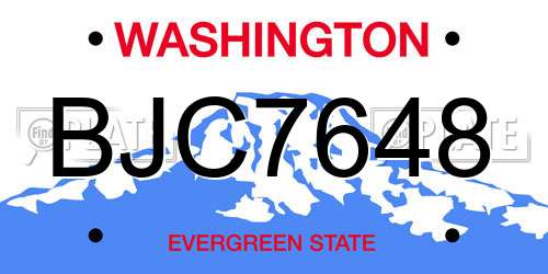 BJC7648 Washington License Plate