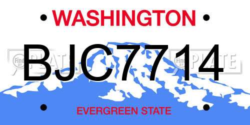 BJC7714 Washington License Plate