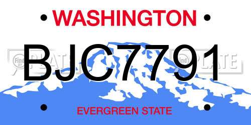 BJC7791 Washington License Plate