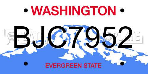 BJC7952 Washington License Plate