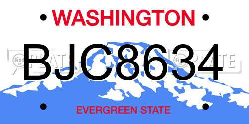 BJC8634 Washington License Plate
