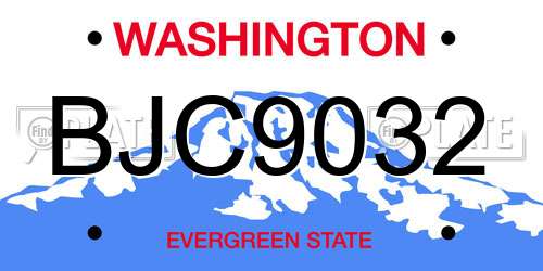 BJC9032 Washington License Plate