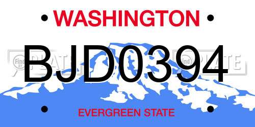 BJD0394 Washington License Plate