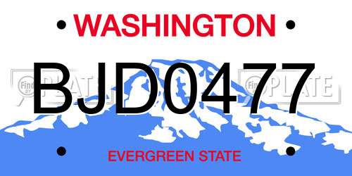 BJD0477 Washington License Plate