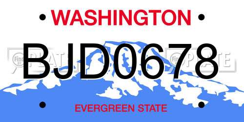 BJD0678 Washington License Plate