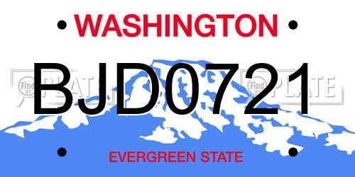 BJD0721 Washington License Plate